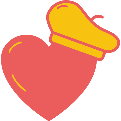 Illustration of a heart wearing a beret