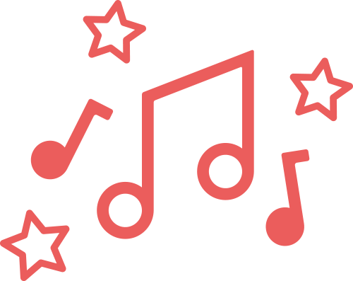 Illustration of music notes and stars